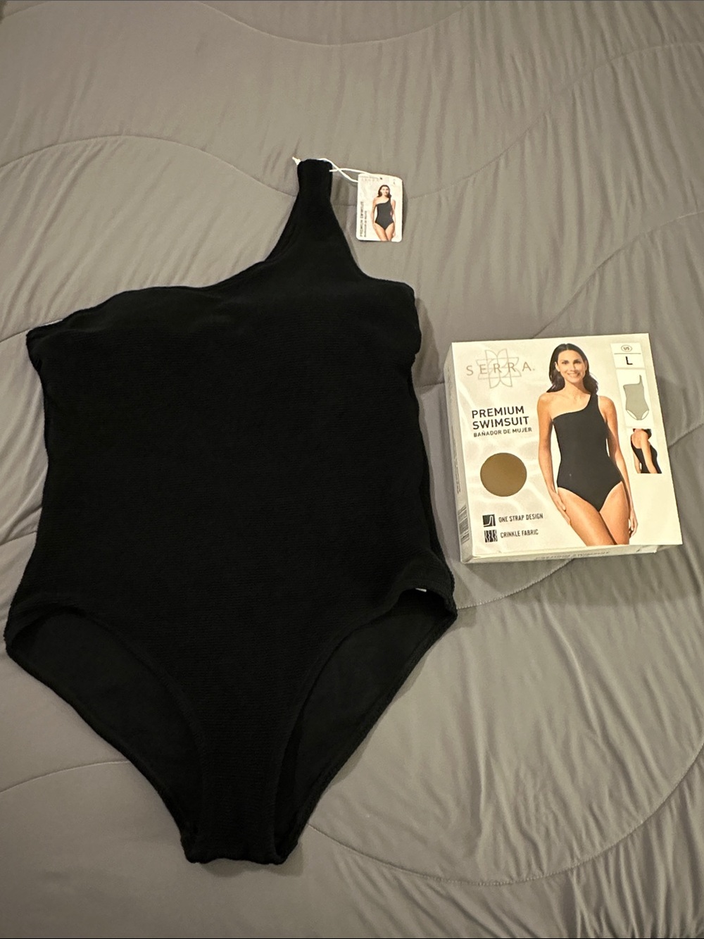 Serra One-Shoulder Black Swimsuit